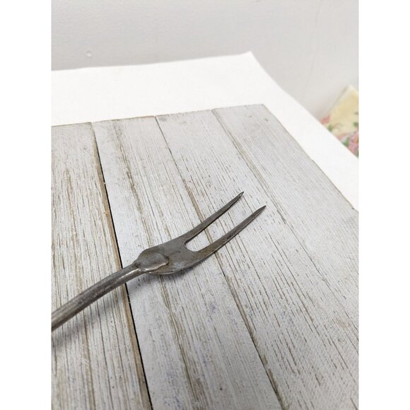 Vintage A&J Solid Meat Utility Fork Wood Handle 12 3/4" - Picture 2 of 8